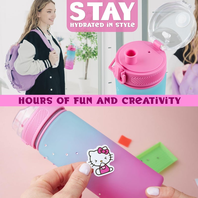 Get Trend Sanrio Hello Kitty Decorate Your Own Water Bottle Kit Girls, Teens, 18.6 fl oz, Stickers Kawaii Gifts for Girls (Multi Hello Kitty) - Image 3